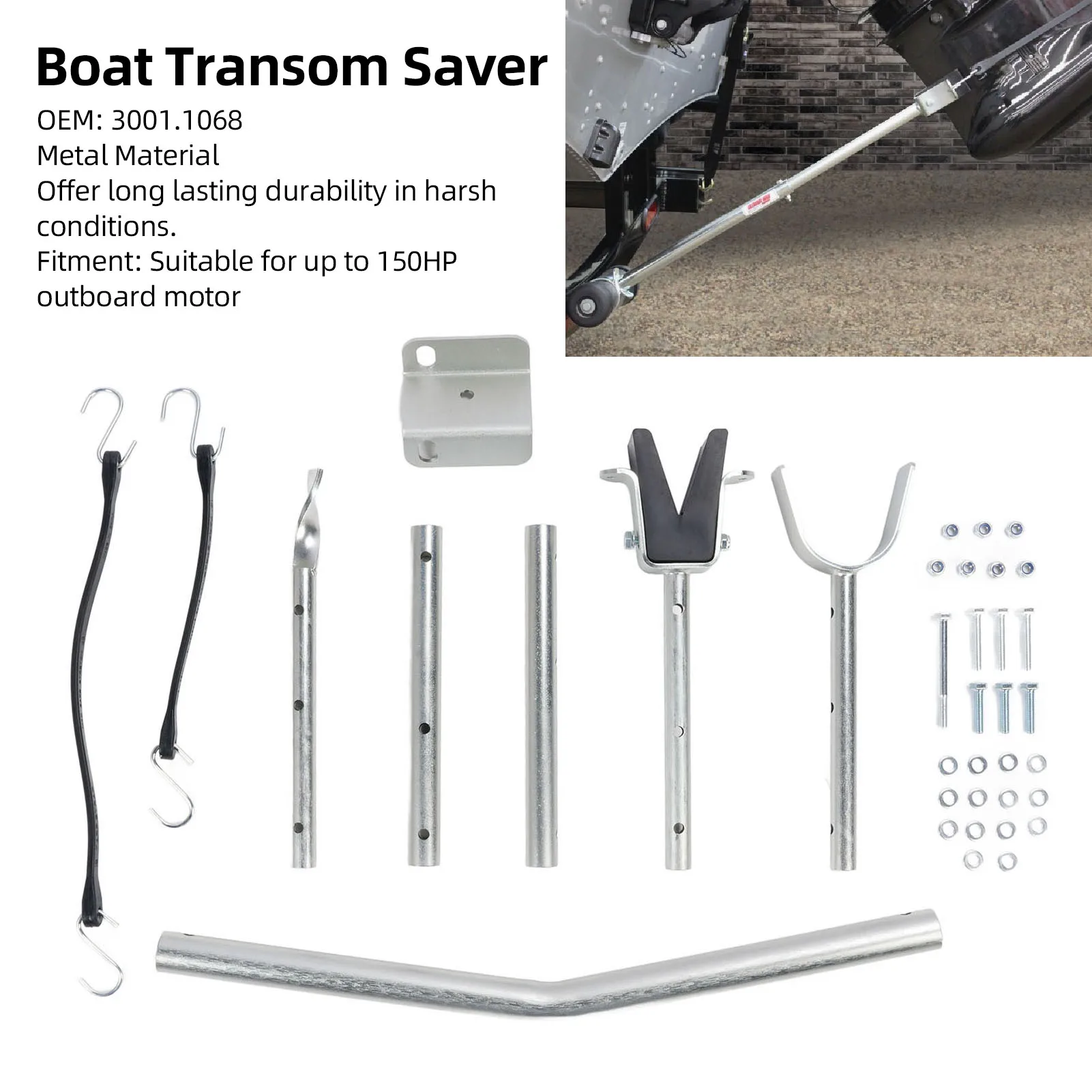 

Boat Motor Transom Saver 3001.1068 28in to 59in Adjustable Superior Strength Metal for Up to 150HP Outboard