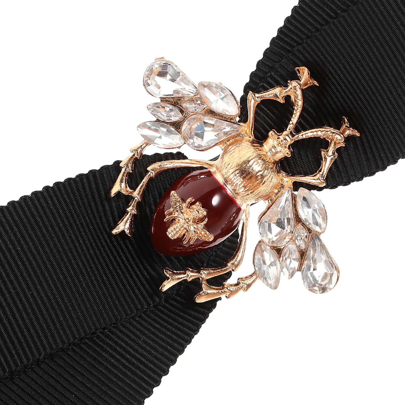 

Retro Shirt Bee Bow Tie Adjustable Black Ribbon for Men Women Reusable Lightweight Back Pin Design Removable Belt Knotting Free