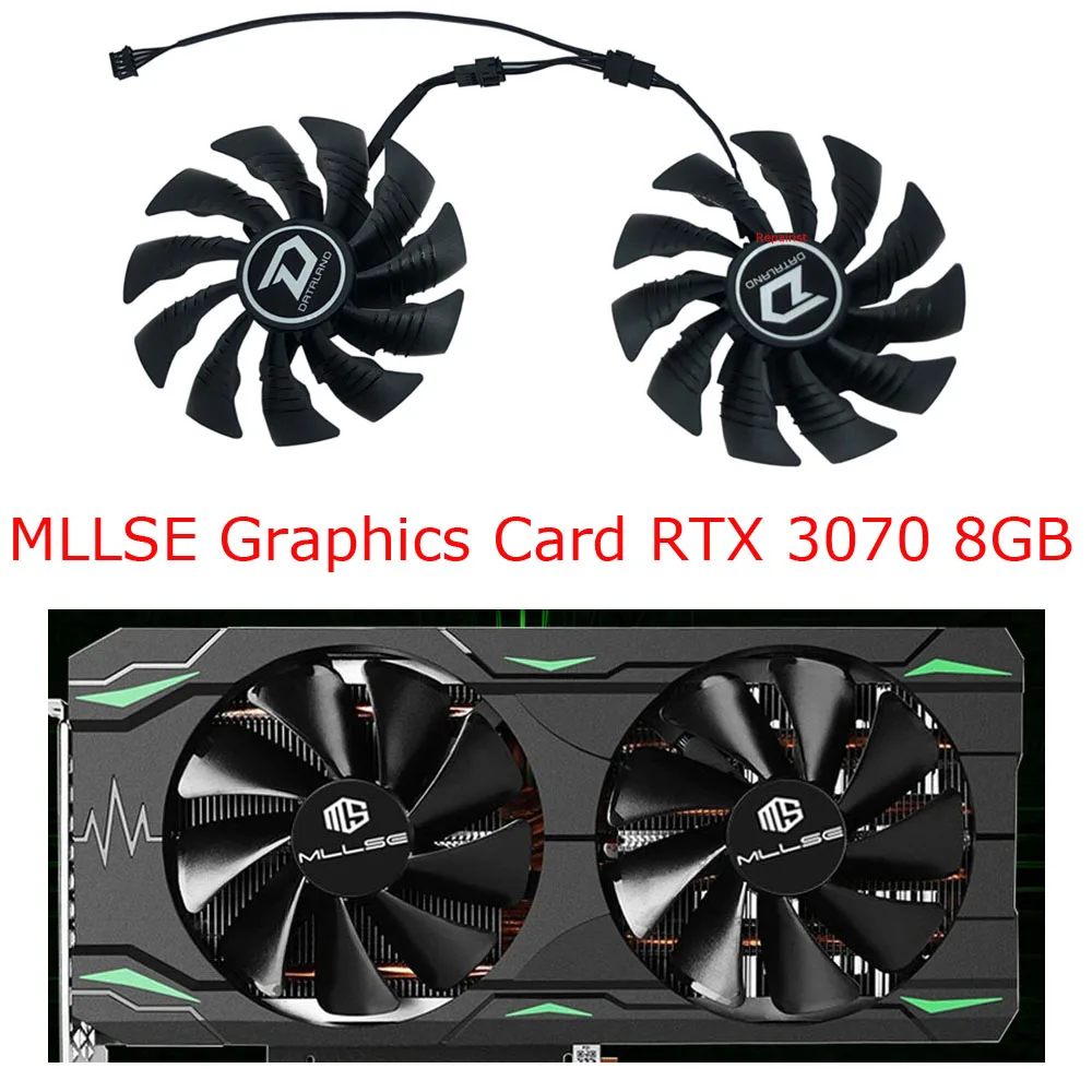 2Pcs/Set,GPU VGA Cooler,PLD10015B12H,Graphics Card Fan,For MLLSE RTX 3070 RTX3070 8GB