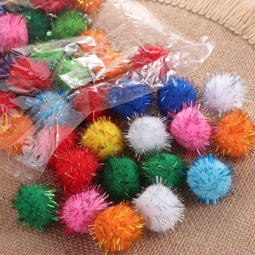 50pcs jouets pour animaux de compagnie interactif chat étincelle balles jouet drôle intérieur paillettes balles mignon jouant Pom Pom boules chiot