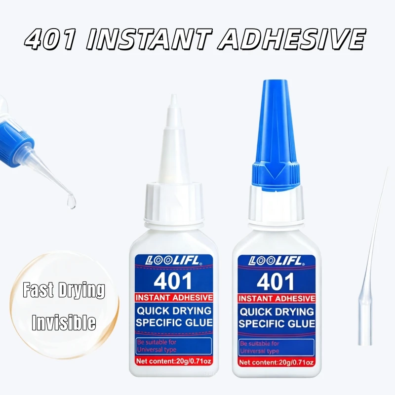 1-5 Pieces 401 Strong Adhesive Glue 20g Super Strong Instant-Drying Gel Fast-Drying Universal Adhesive, Suitable for Plastic, Metal, Rubber, Multi-Purpose Repair Glue, with Precise Dispensing Nozzle
