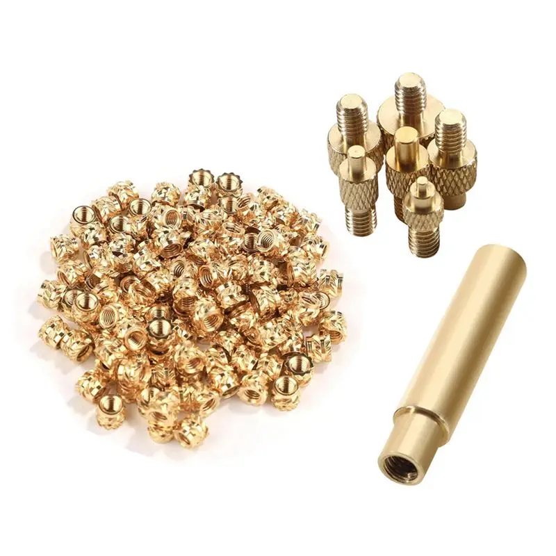 A46M-3D Printing Brass Nuts, M3x4x5mm Threaded Inserts Heat Set Insert Tip For M3 & Welding Adapter Heat Embedment Nut Set Durab