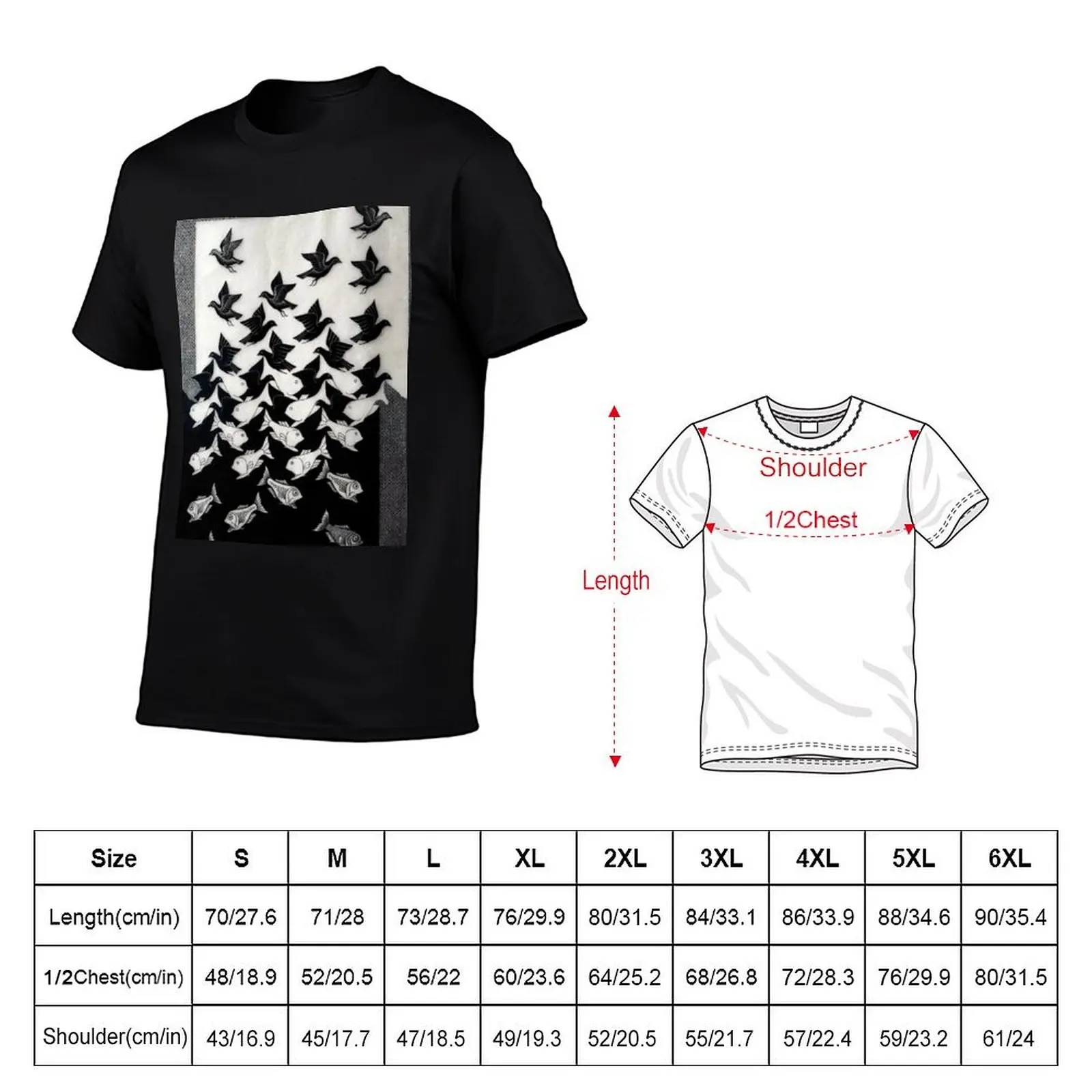 Sky and Water II, by M.C. Escher T-Shirt Big and Tall Loose Fit T-Shirt