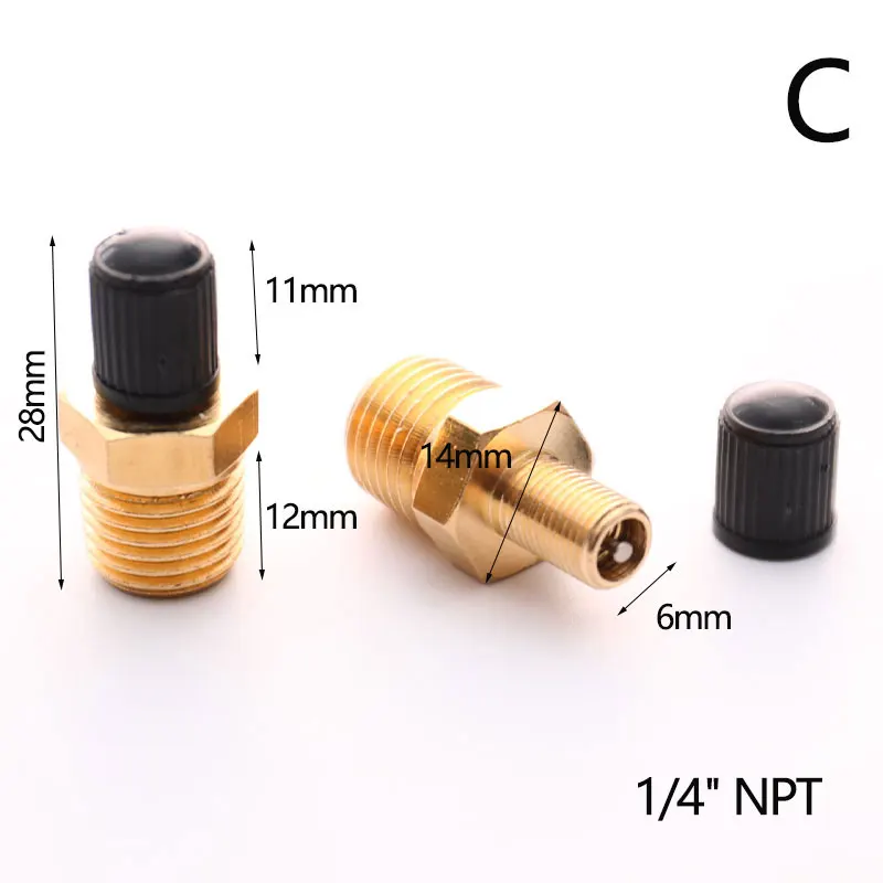 2Pcs M10/1/8\'\'/1/4\'\' NPT MPT Brass Air Compressor Tank Fill Valve Double Head