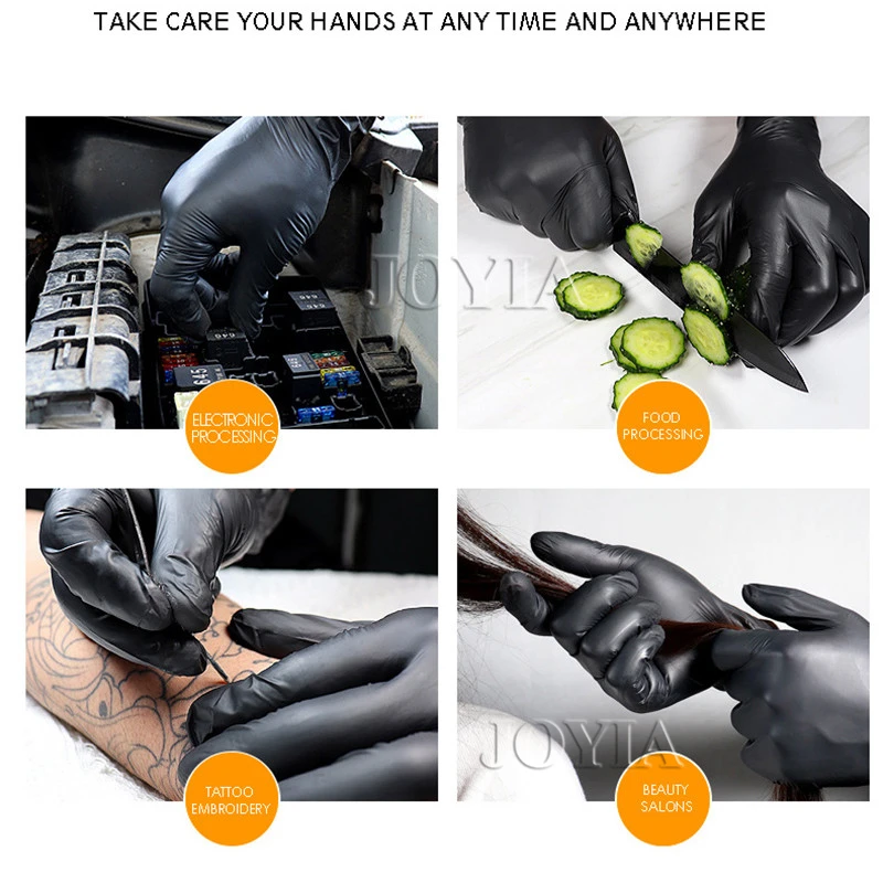 Black Disposable Nitrile Gloves 50 100pcs Latex Powder Free Small Medium Large Pink Tattoo Glove For Work Kitchen Cooking XS XL