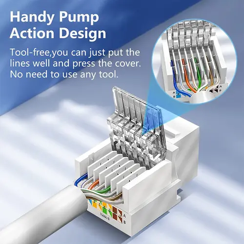 Imagen 2 del producto ZoeRax 10PCS Cat6 RJ45 Módulo Ethernet Keystone sin herramientas Adaptador de pared con conector hembra (no compatible con panel de conexión)