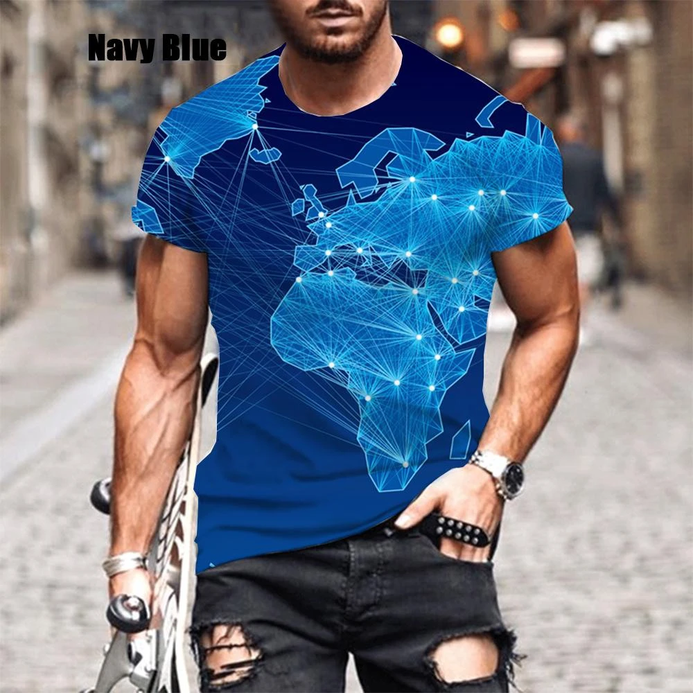 New Fashion Summer Hot Sale 3D Map Men\'s/women\'s T Shirt 3D Print Short-sleeved Men\'s Tops Clothing Plus Size XXS~6XL Oversize