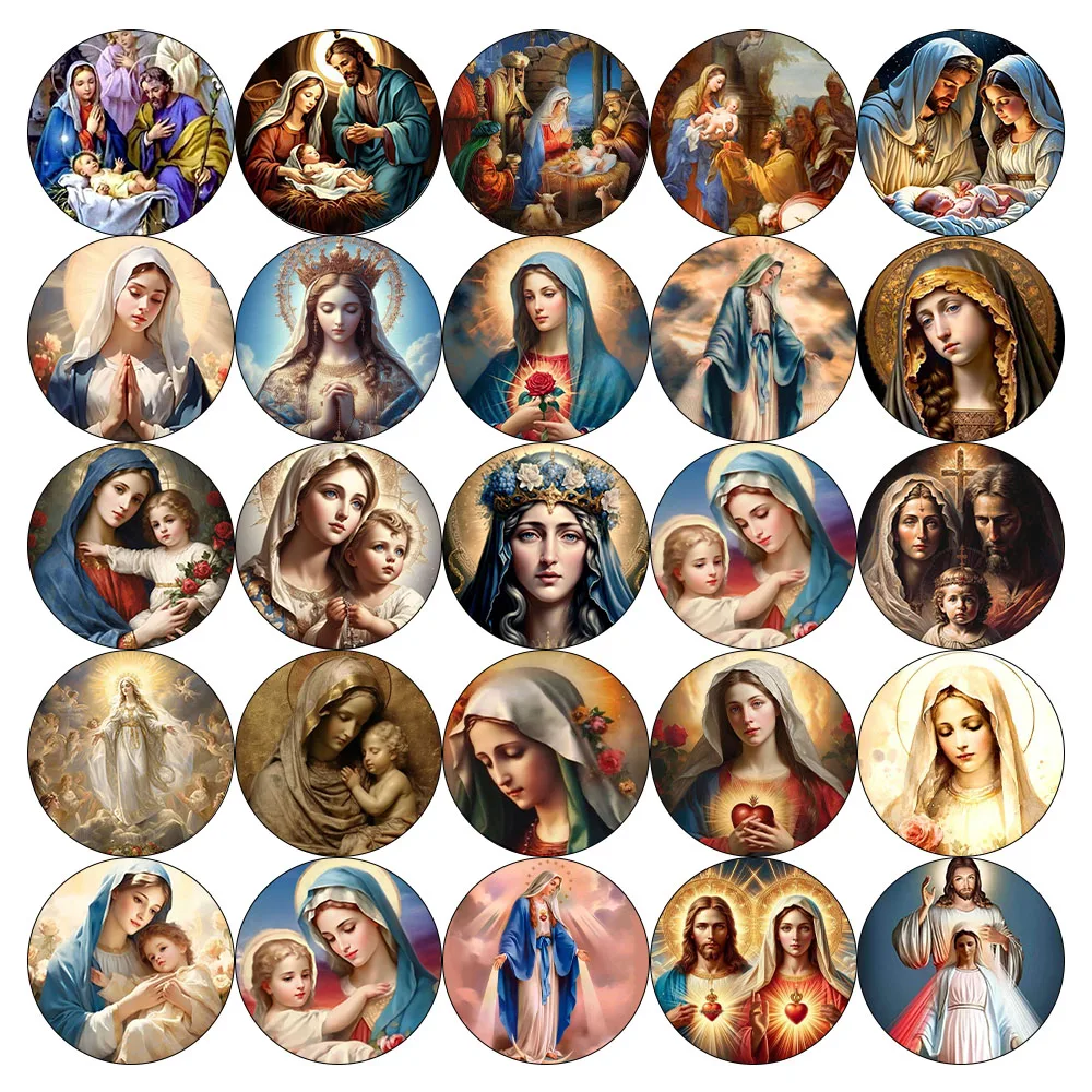 6-20PCS Oval Cabochon Patch Catholic Virgin Mary Christian The Sacred Heart of Jesus Cabochon Pattern for DIY UV Resin Pendant