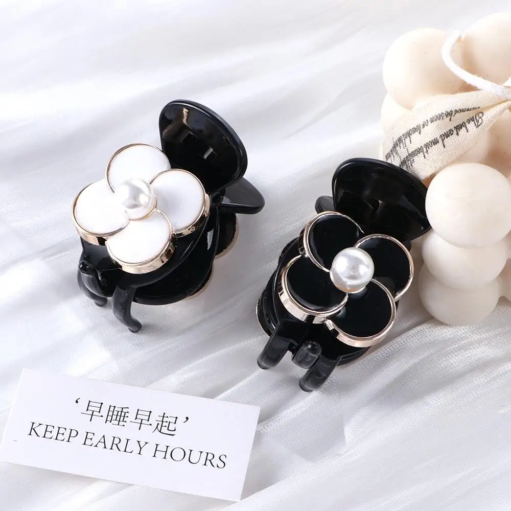 

Clip Temperament Fashion Design Resin Women Hair Accessories Small Grip Clips Camellia Flower Hairpin Solid Colors