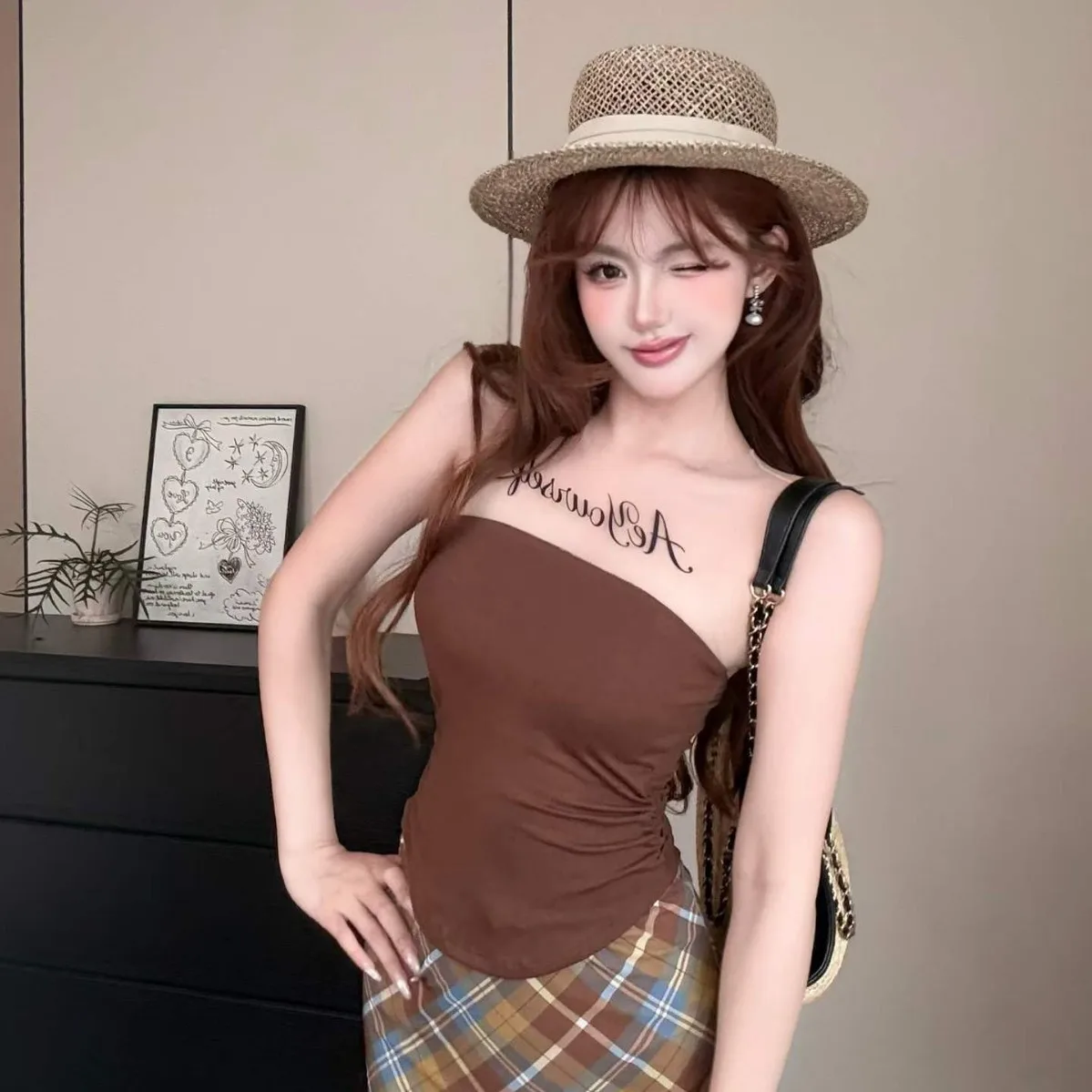 Seamless Letter Knitted Tube Top Women's New Style Summer Thin Cotton Underwear Home Clothes Vest Strap Bralette