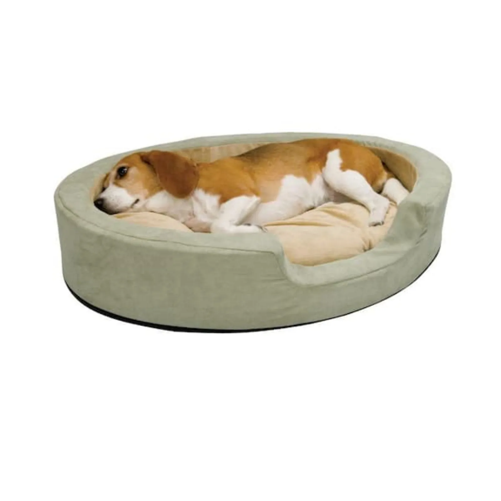 US Deluxe Bolster Large Green Paw Print Sleeper Dog Bed