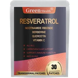 30 Patches Resveratrol Transdermal Patches With Berberine Quercetin Antioxidant Heart Support