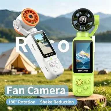 Pocket Fan Action Camera Focusing Shake Reduction Handheld Recorder for Daily Trip Outdoor Adventure Casual Vlog Video Shot.