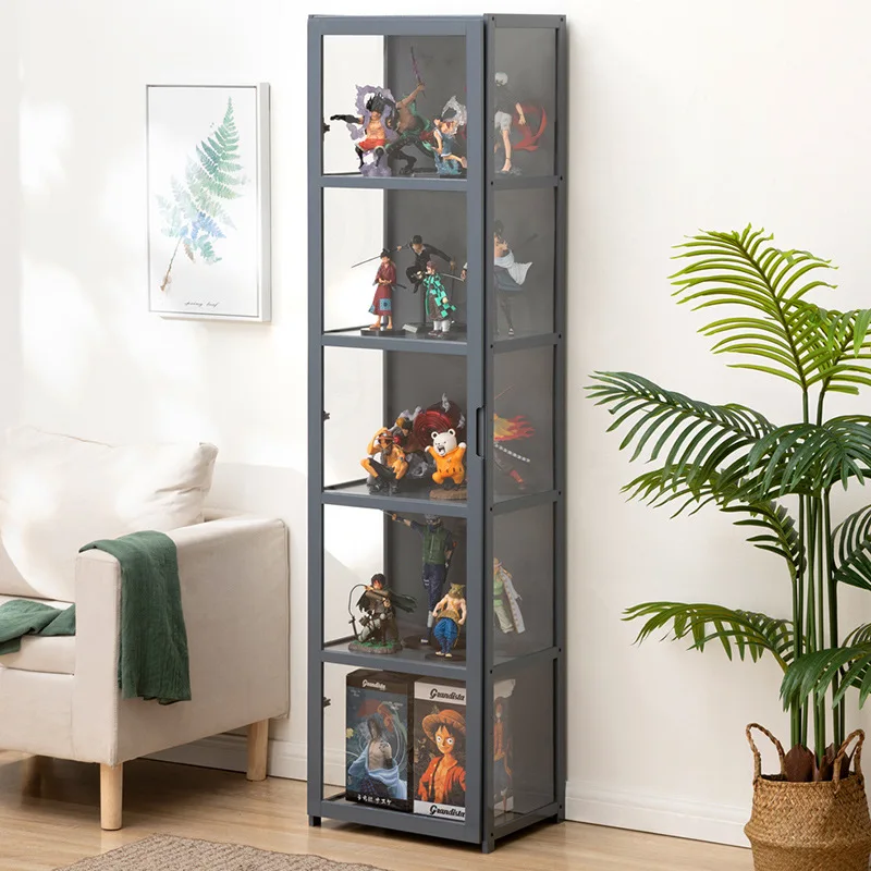 خزانة عرض مكونة من 4 طبقات بأبواب أكريليك، 67 حافظة عرض تحف من الخيزران الشفاف للأشكال، أرفف عرض للمقتنيات #4