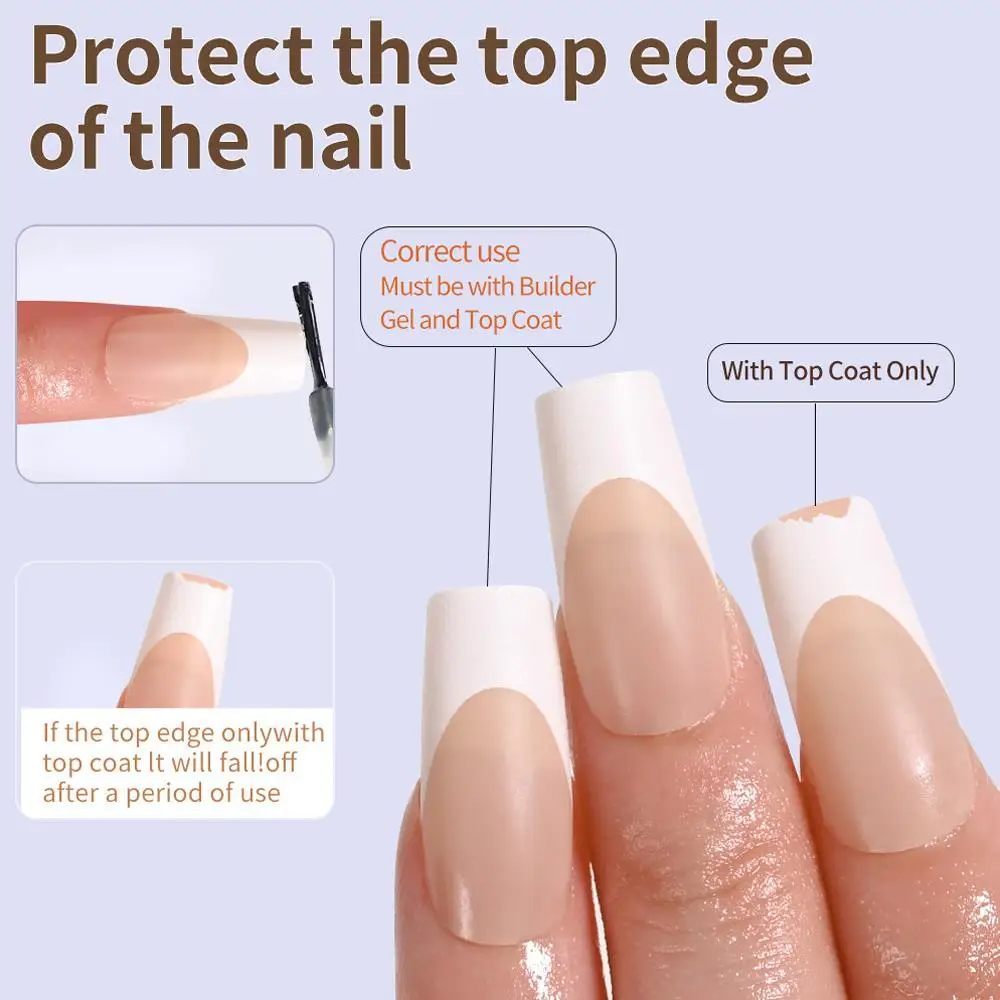 عارية الوردي الصحافة على الأظافر وهمية الفرنسية طويلة مربع اضغط على الأظافر بسيطة غطاء كامل الوردي الأبيض وهمية مسمار DIY بها بنفسك مانيكير الاصطناعي #5