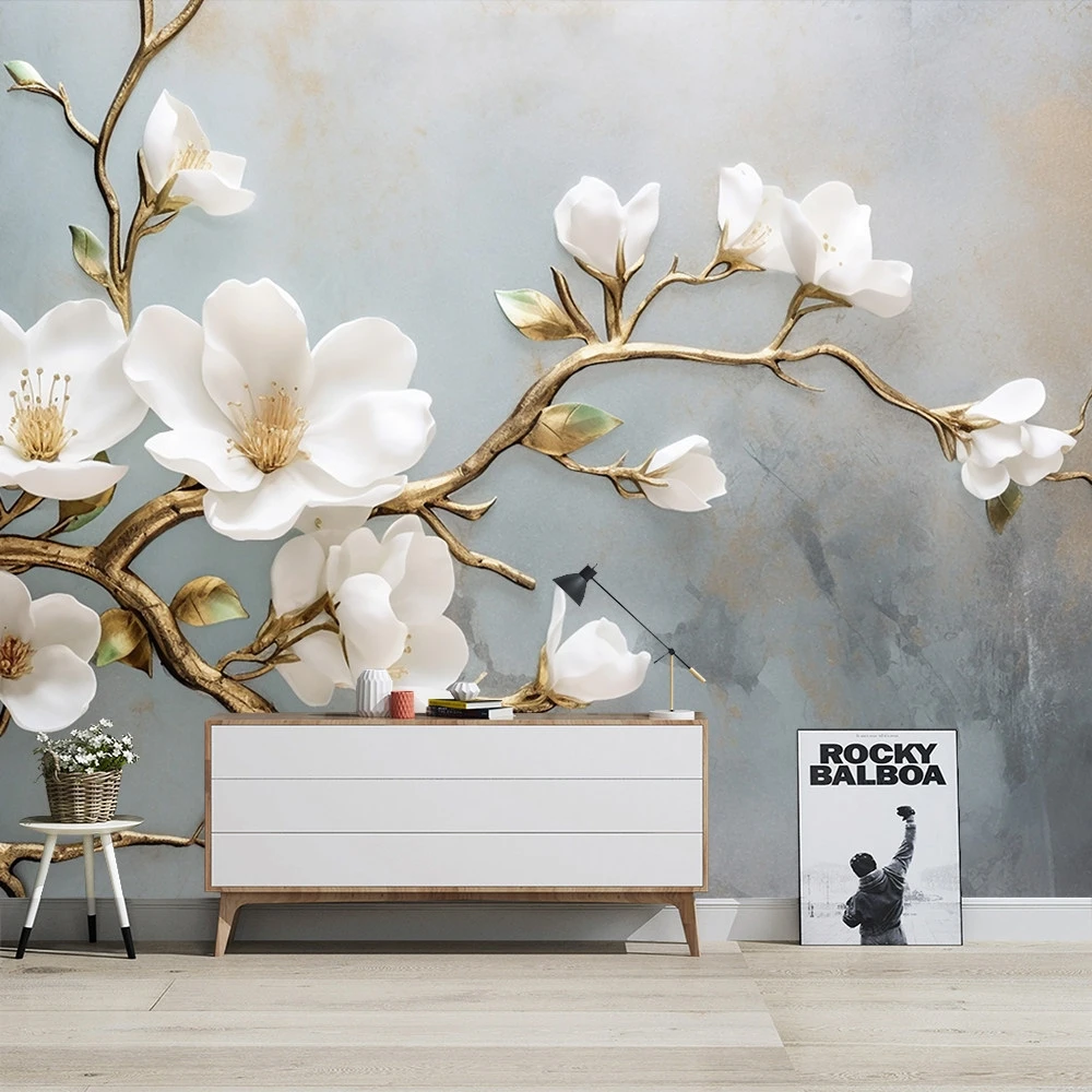 

custom Jewelry embossed flowers Large mural wallpaper living room TV background 3D wall paper KTV Bedroom sofa home decorations