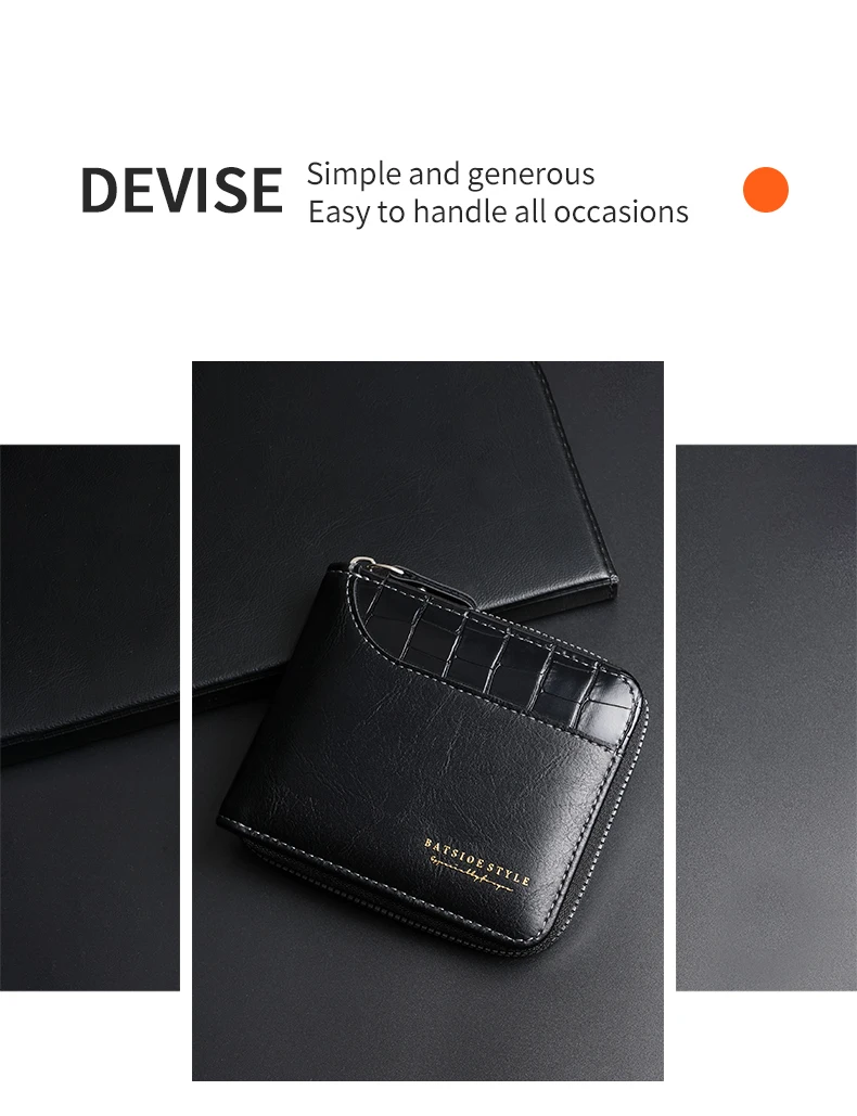 Leder-Herren-Geldbörse, luxuriöse Herren-Geldbörse, männlicher Reißverschluss, Kartenhalter mit Münzfach, RFID-Geldbörsen, Geschenke für Männer, Geldbeutel – Detail 2