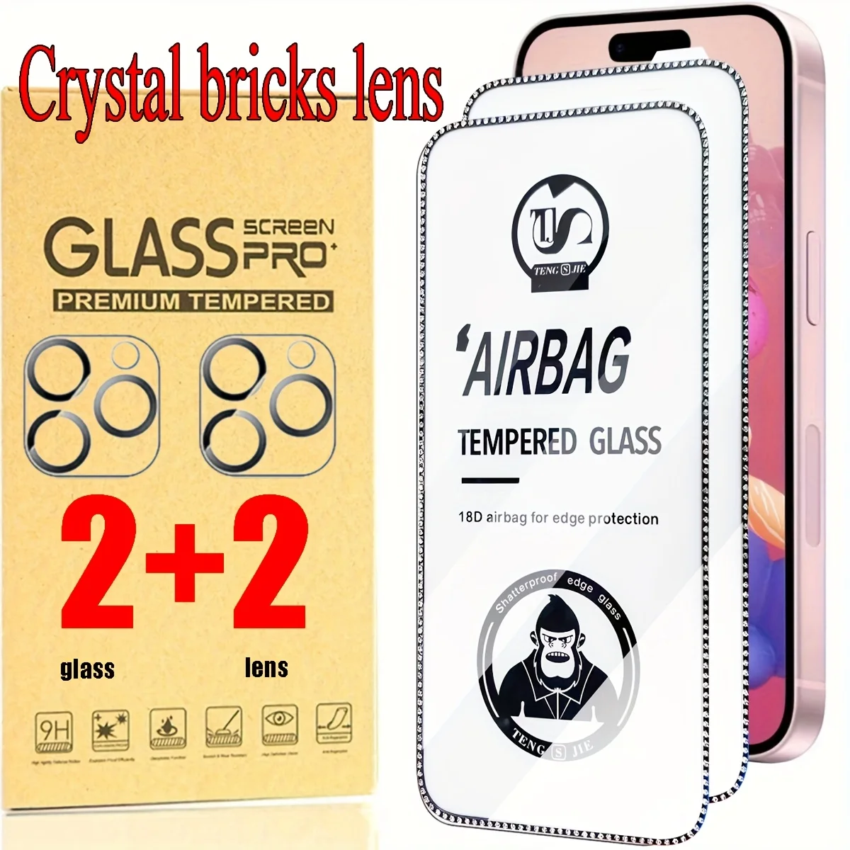 

4in1 for iPhone 13 14 15 16 17 e Plus Pro Max Tempered Glass 9H Hardness Screen+Lens Protector-High-Definition,Anti-Fingerprint