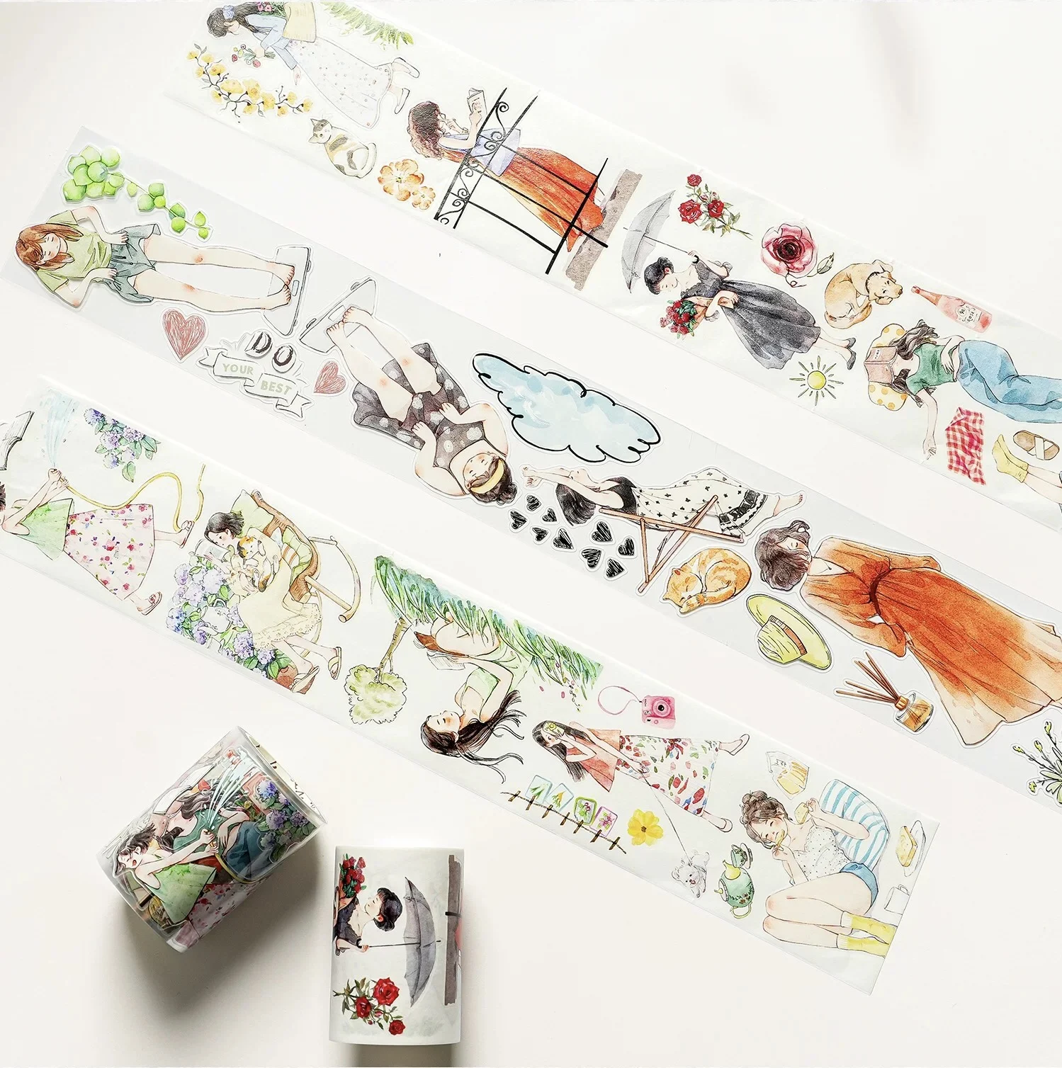 WT Studio Vintage Slowly Life Girl Washi PET Tape DIY Card Making Scrapbooking Decorative Plan Sticker