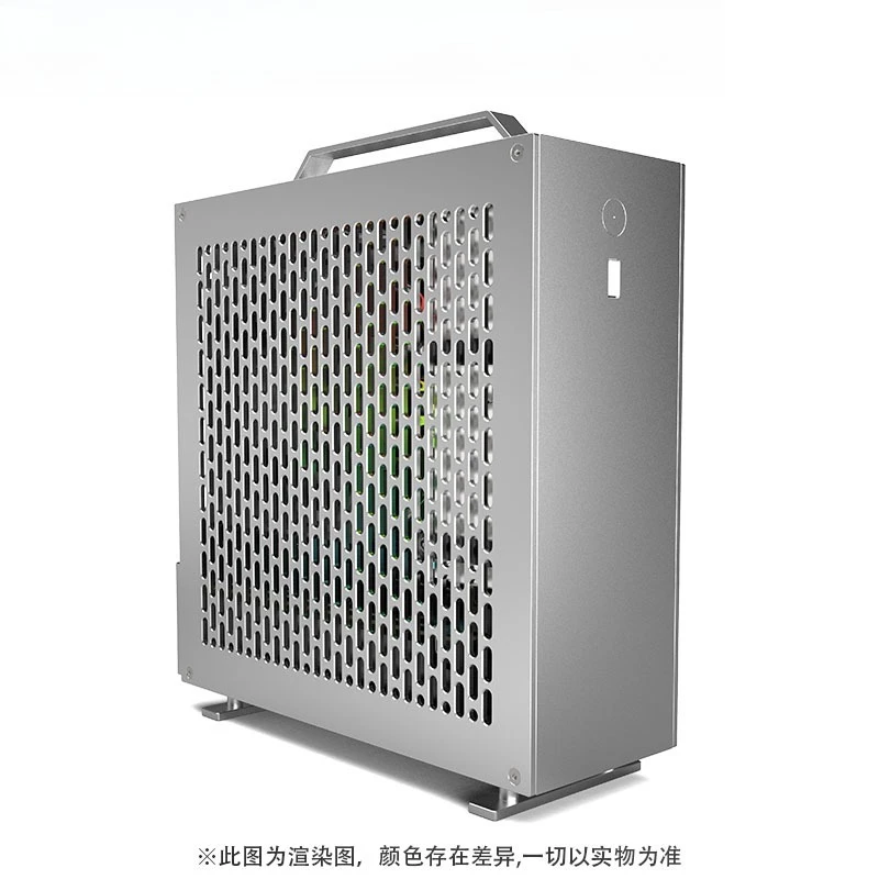 Compact Aluminum Mini ITX Case, Supports Dual-Slot GPU & 1U Power Supply With Double-Sided Chamfer Design