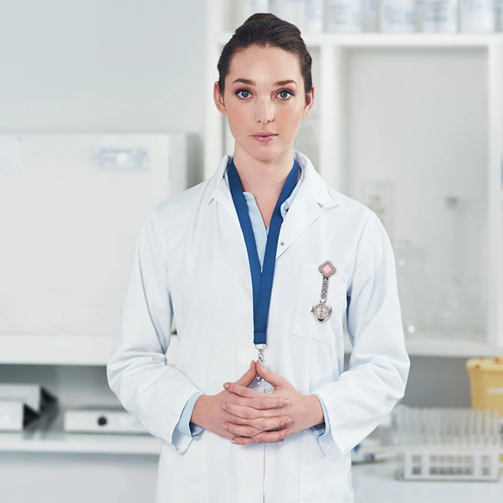 1Pcs Heart-Shape Medical Chest Watch Elegant Nurse Hanging Watch Simple Practical Quartz Movement Durable Design