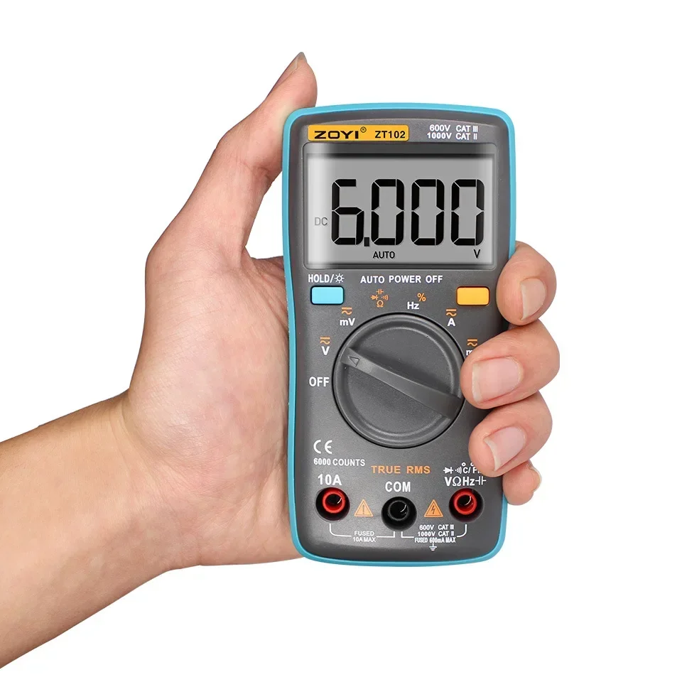 Imagem -05 - Zoyi Zt102 Multímetro Digital 6000 Contagens ac dc Tensão Atual Tester Voltímetro Amperímetro Ohm Medidor de Frequência de Resistência do Diodo