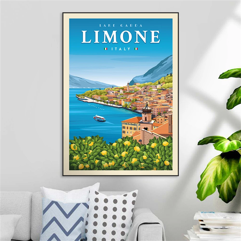 Palermo Sicily Italy Travel Poster Modern Verona Italy City Minimalist  Print Cityscape Cefalù Sicily Landscape Canvas Painting