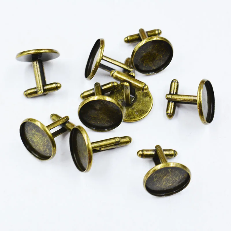 

100PCS Antique Bronze Plat Copper French Cufflinks Blanks Sets Cufflinks backs for Cabochons