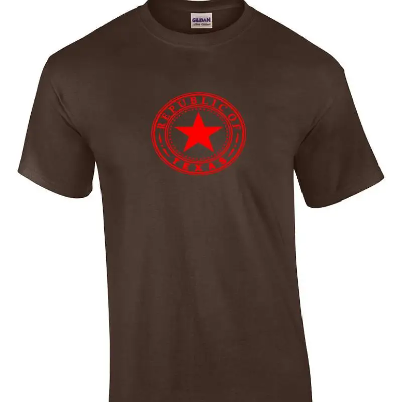 Футболка Red Seal Republic of Texas на темно-коричневой хлопковой футболке Lone Star State