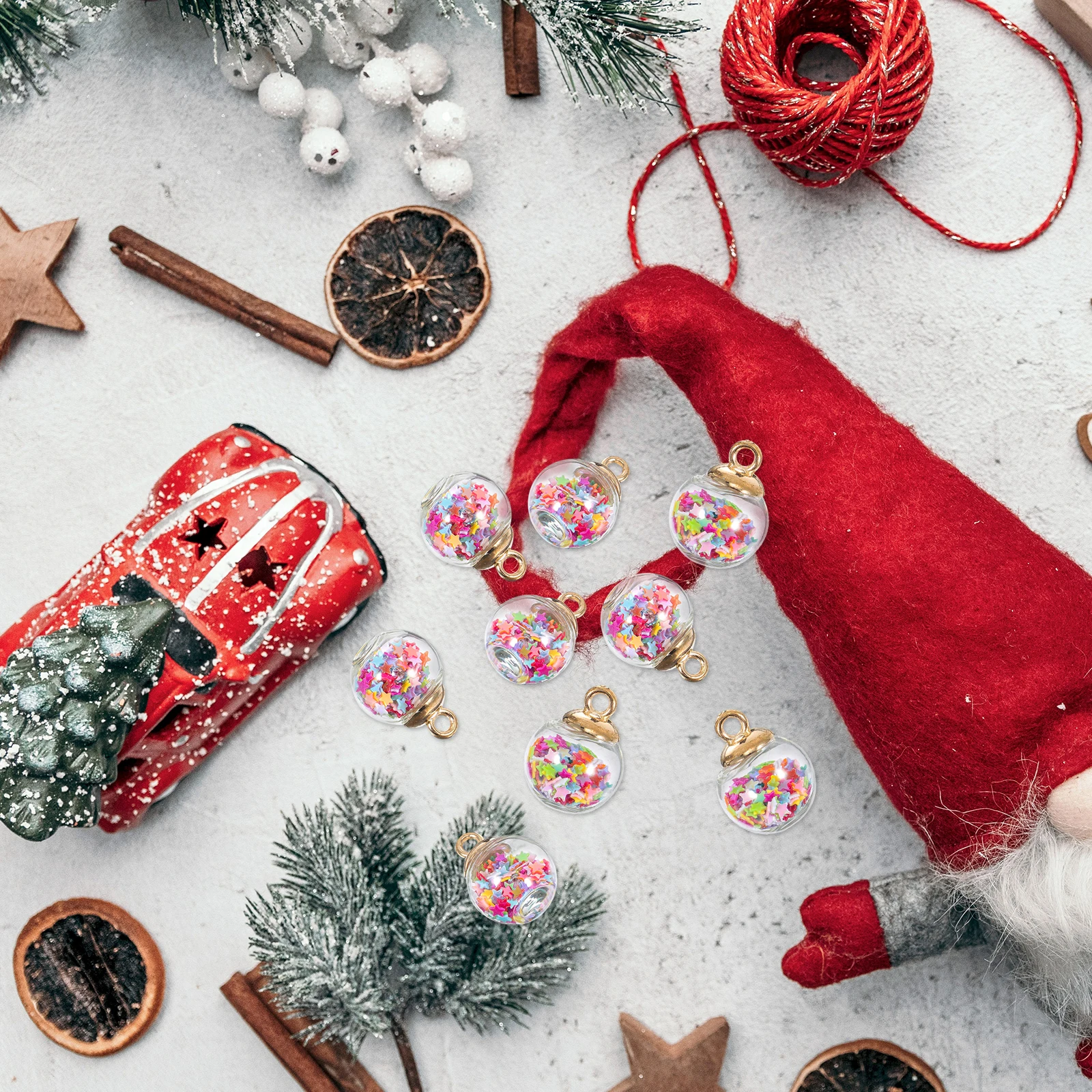 

30pcs Colorful Star Sequin Balls Mini Pendants Plastic Ornaments Jewelry Making Charms DIY for Christmas Tree