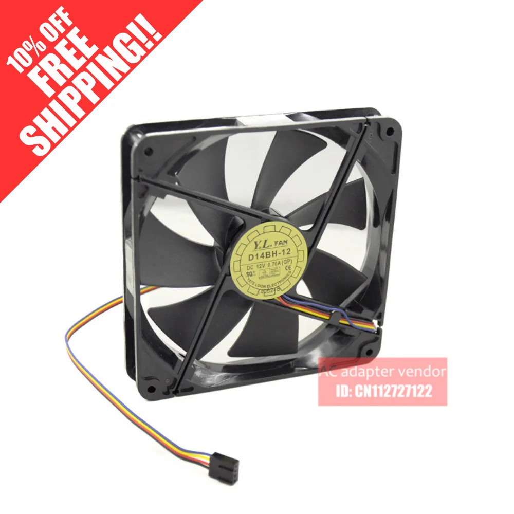 

YATE LOON 14025 14CM Double ball bearing 12V 0.70A 4 wire PWM cooling fan