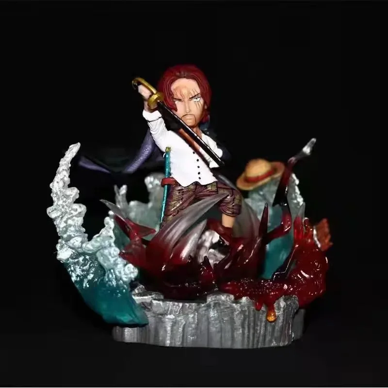 One Piece Shanks Decoração de Cena para Crianças, Estatueta Anime, Desenhos Animados Mão, Modelo GK, Brinquedos Kawaii, PVC Action Figure, Presentes de Natal, Boneca