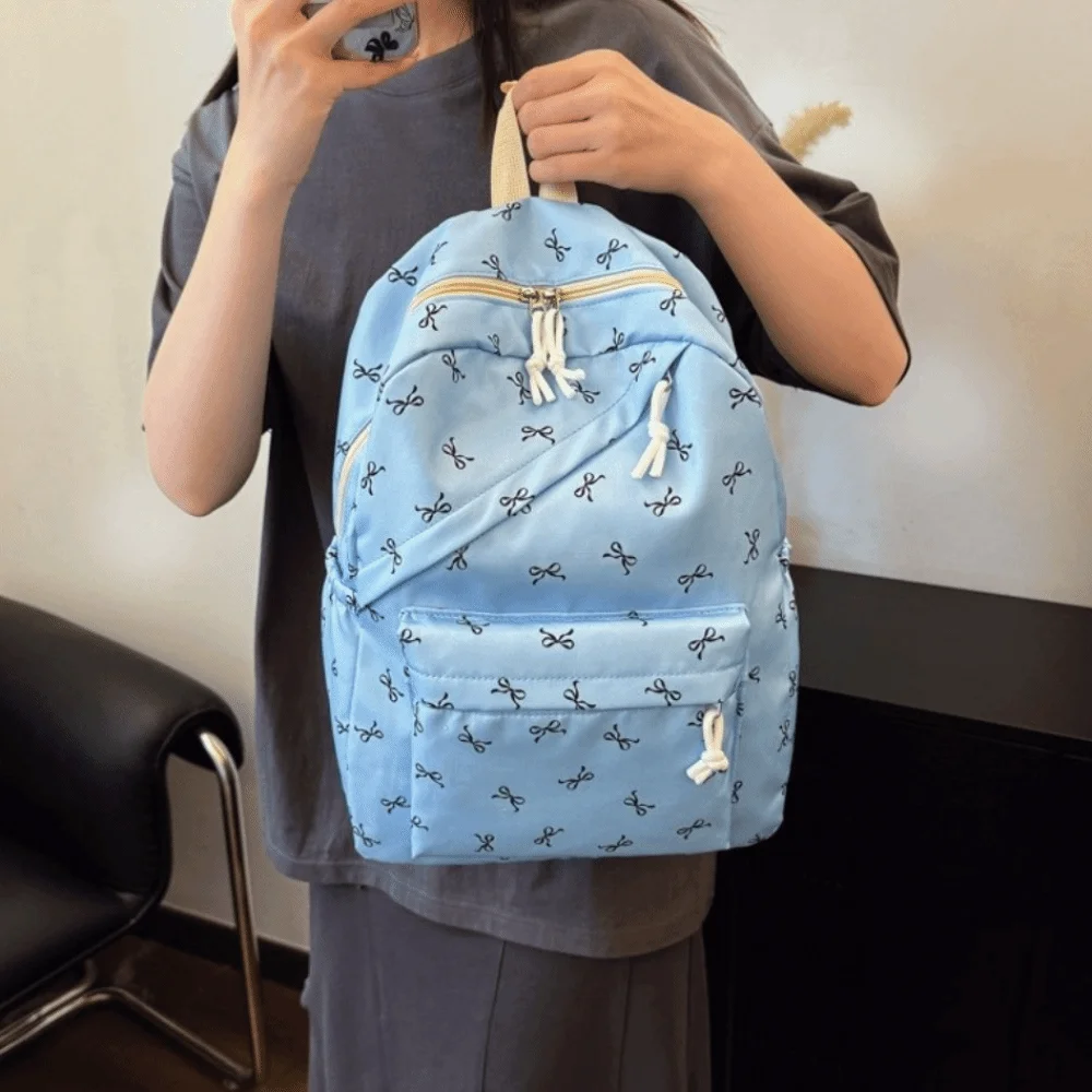 Canvas Bow Backpack Lightweight Adjustable Straps Students School Bag Storage Bag Japanese Style Teenagers Shoulder Bag