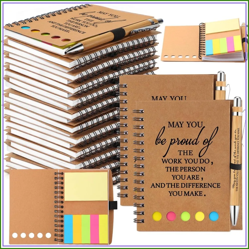 

40 Sets End of Year Teacher Appreciation Gifts Inspirational Spiral Notebook Journal with Sticky Notepad Motivational Pen Bulk Thank You Gifts for Coworker Team Office Supplies