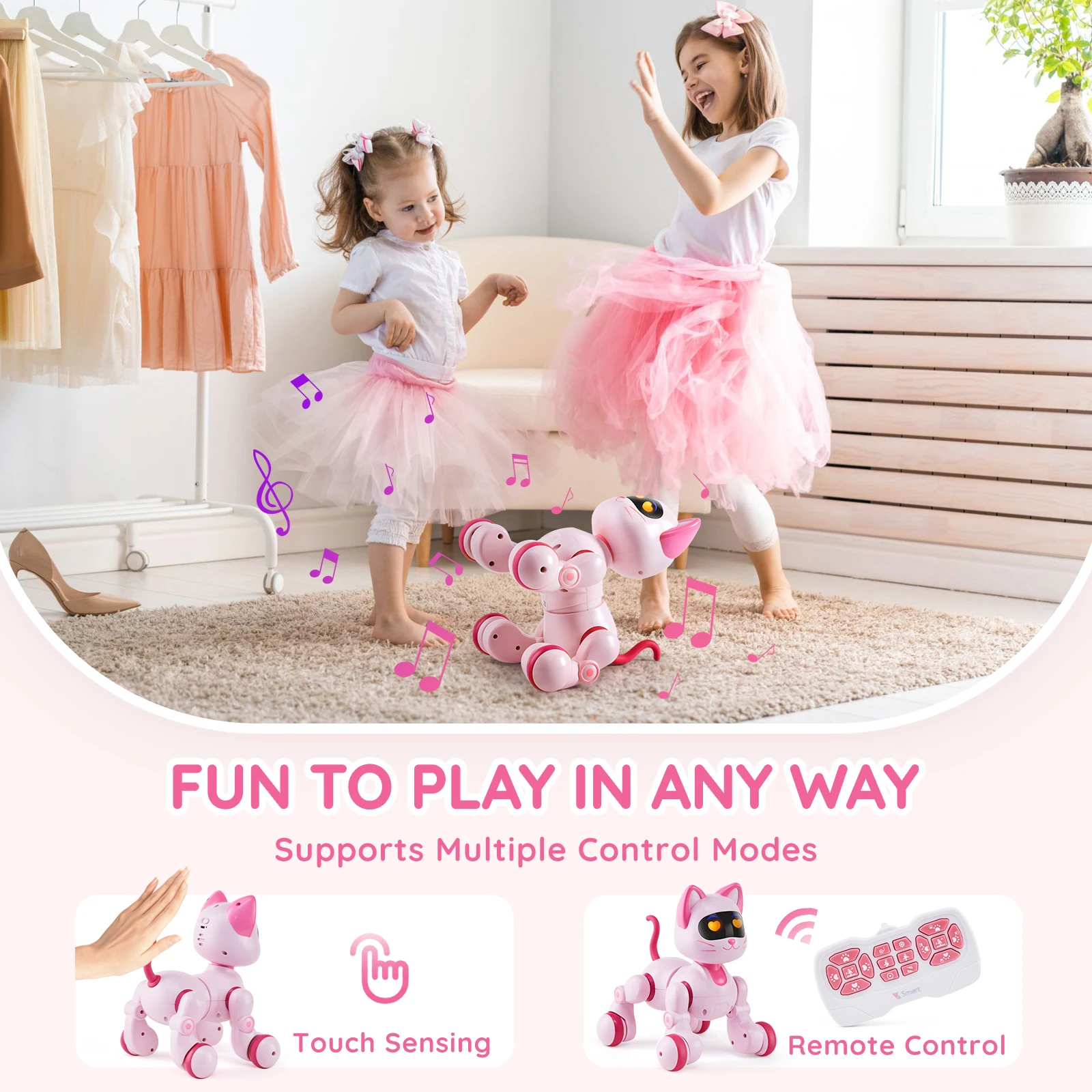 VEVOR Juguete robot para gatos con control remoto, mascota robótica interactiva inteligente programable con control táctil para niños, juguete acrobático que camina, canta y baila para niños de 3, 4, 5, 6, 7, 8 y 10 añ