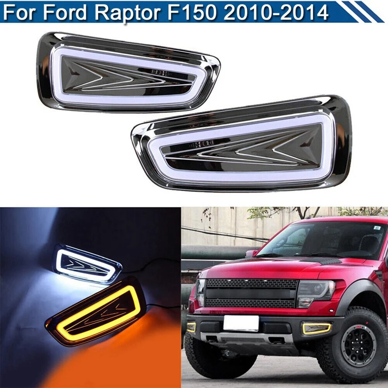 

Car Daytime Running Lights LED DRL Fog Lamp Parts Bumper For Ford Raptor F-150 2009-2014