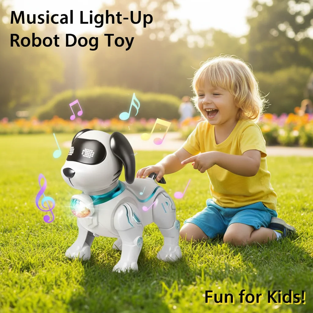 

Intelligent Music Robot Dog Electronic Stunt Pet Interactive toys Walking with Leash Toy For Girls Boys Birthday Gift