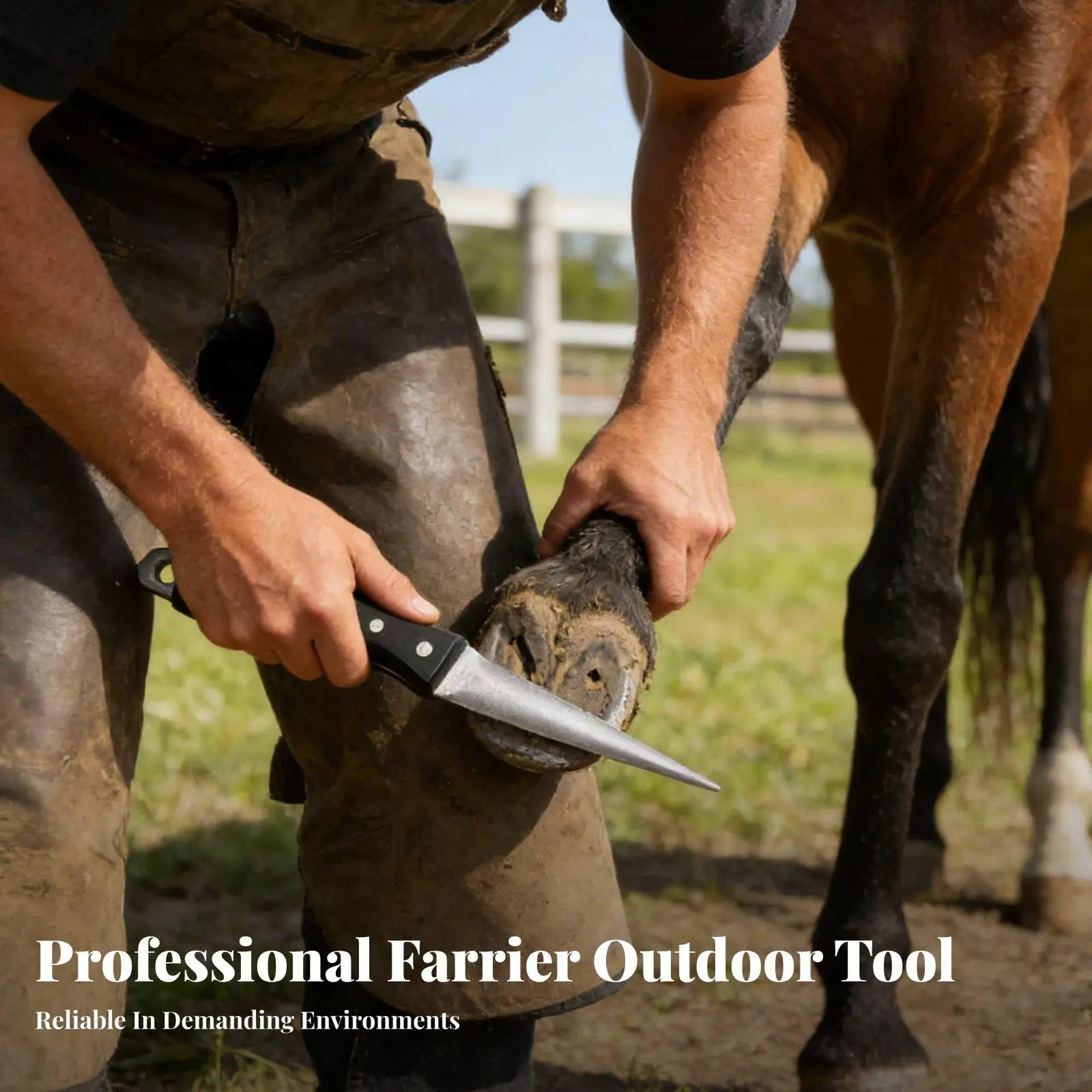 Hoof Sharpener Solid Wood Handle Portable Sharpening Rod for Horse Owners,