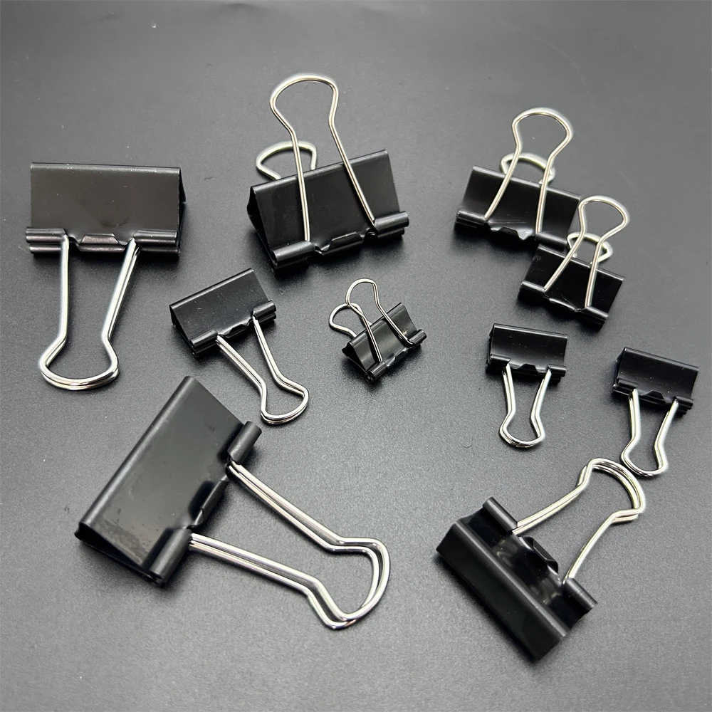 

36pcs Black Foldback Metal Paper Clips Notes Letter Paper Document Grip Clamps Ticket Test Clip Home School Office Stationery
