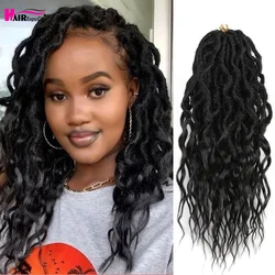 Goddess Wave Locs Crochet Hair With Curly End Synthetic Braids Pre-looped Wavy Faux Crochet Locs Long Dreadlocks  Hair Expo City