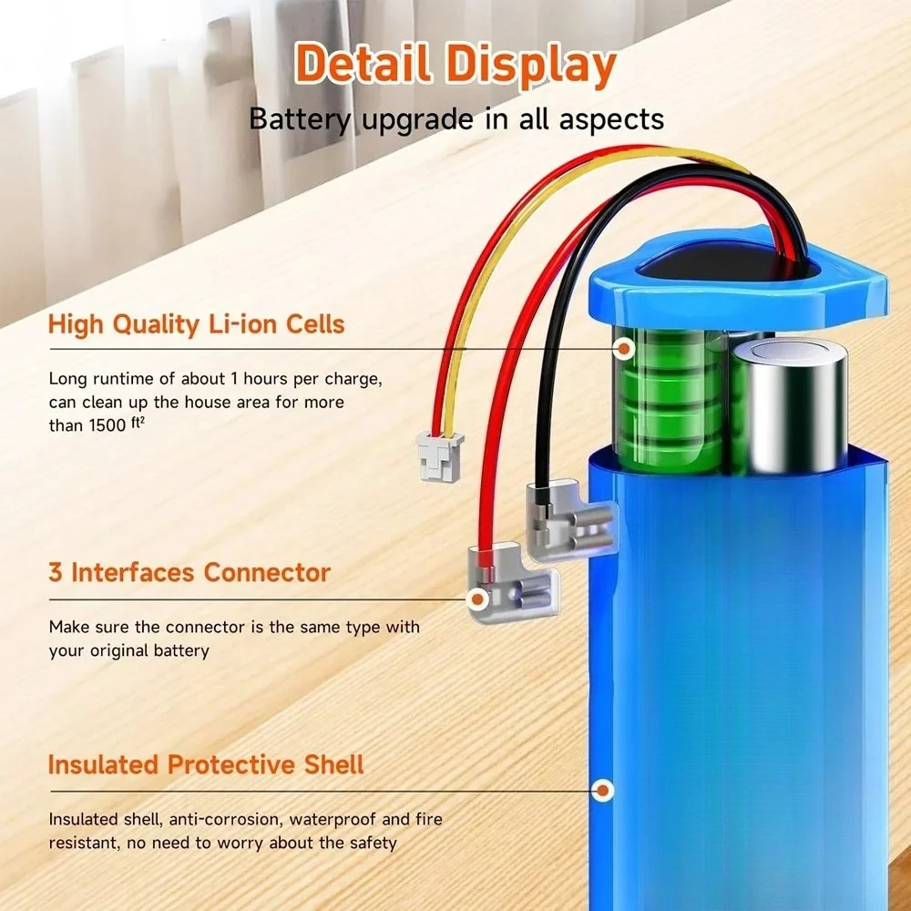 

High Capacity 25.2V 5000mAh Li-ion Battery for S3 Vacuum Cleaner, Compatible with Floor One FW25M-01 Model Replacement Battery