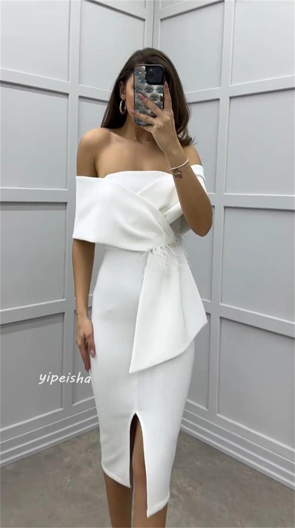 Customized   Jersey Ruched Beach Sheath Poretrait Bespoke Occasion Gown Mini Dresses