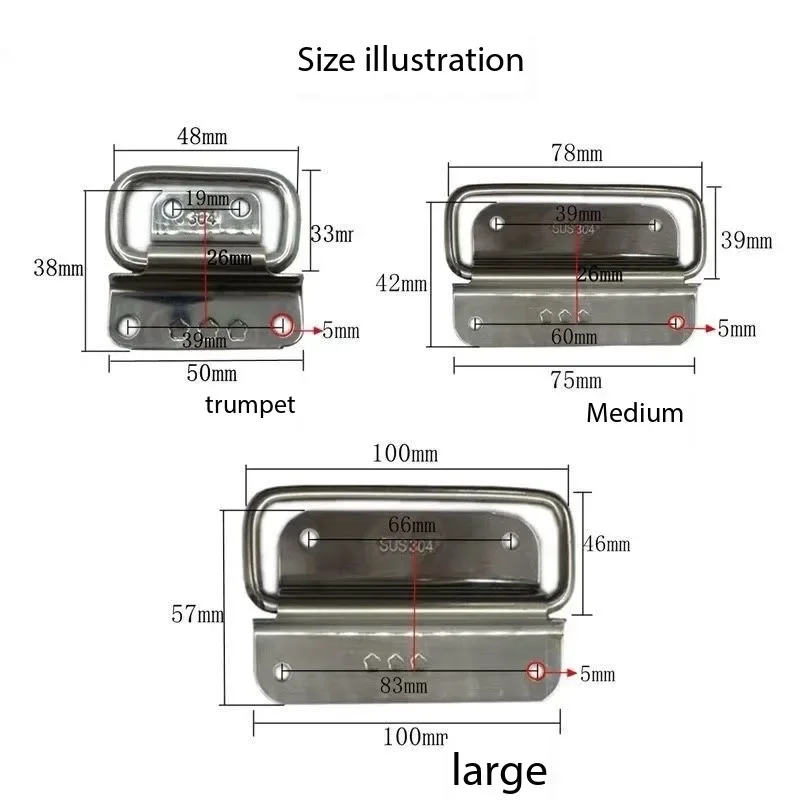 厚みのある304ステンレス鋼の折りたたみハンドル、サムスンハンドルツールボックス、可動ハンドル、産業機器ボックスハンドル家具