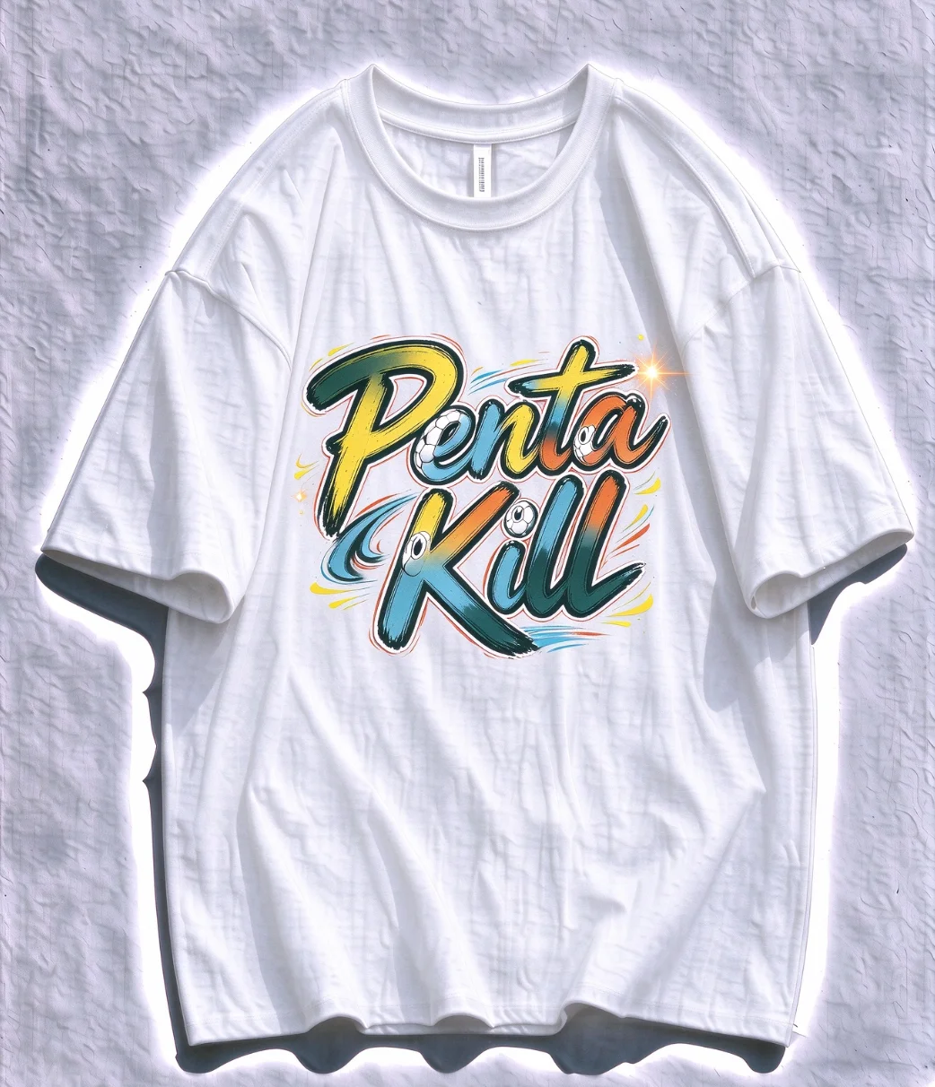 Penta Kill Print Round-neck Fashion Short-Sleeved T-shirt