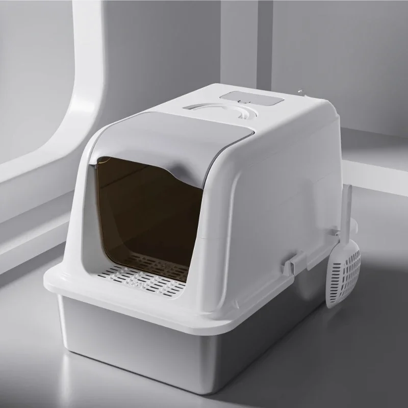 

Splash-Proof Deodorant Cat Toilet Odor-Proof Litter Box Easy-Clean Pet Basin Enclosed Litter Tray Large Odor-Control for Cats