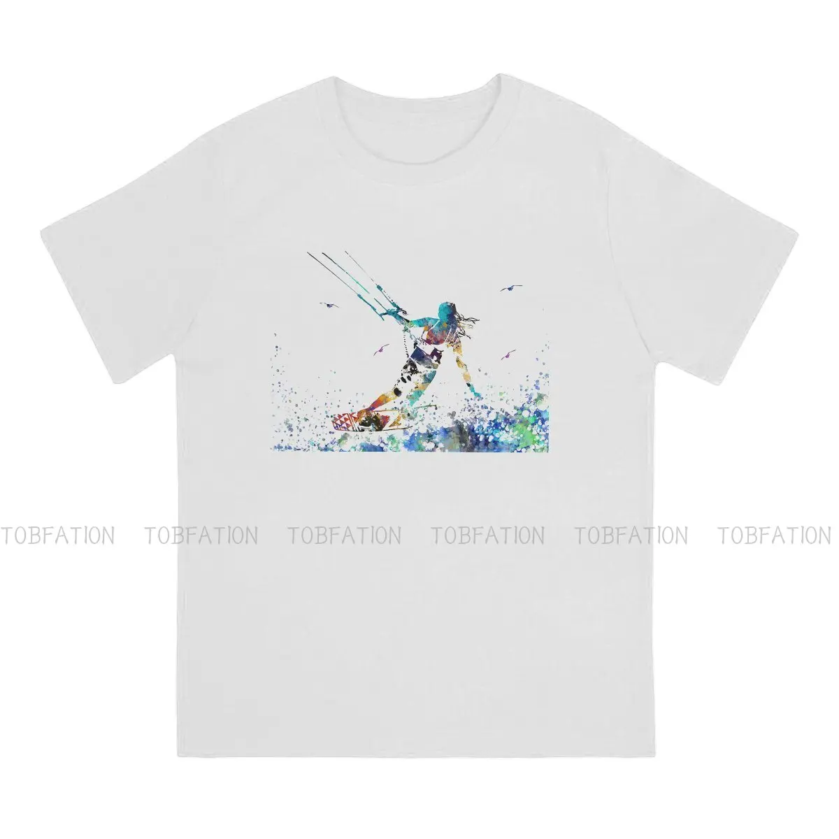 Kitesurfing Kiteboarding Flysurfing Kite TShirt for Men Watercolor Basic Summer Tee T Shirt High Quality Trendy Fluffy