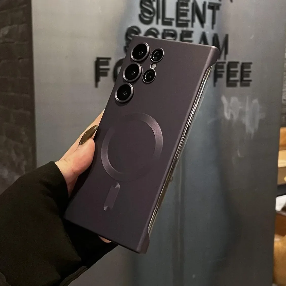 サムスンギャラクシーs24ウルトラ用の超薄型ハードフォンシェル,ワイヤレス充電付き