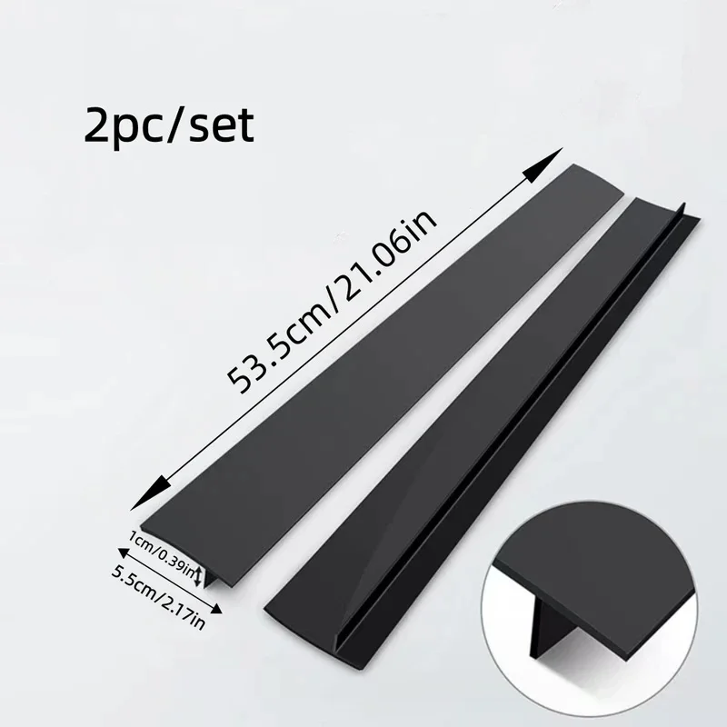Silicone Stove Gap Cover 2Pcs Set 53.5cm x 5.5cm T-Shaped Counter Oven Gap Filler Stovetop Sealing Strip Spill Guard Kitchen Pro