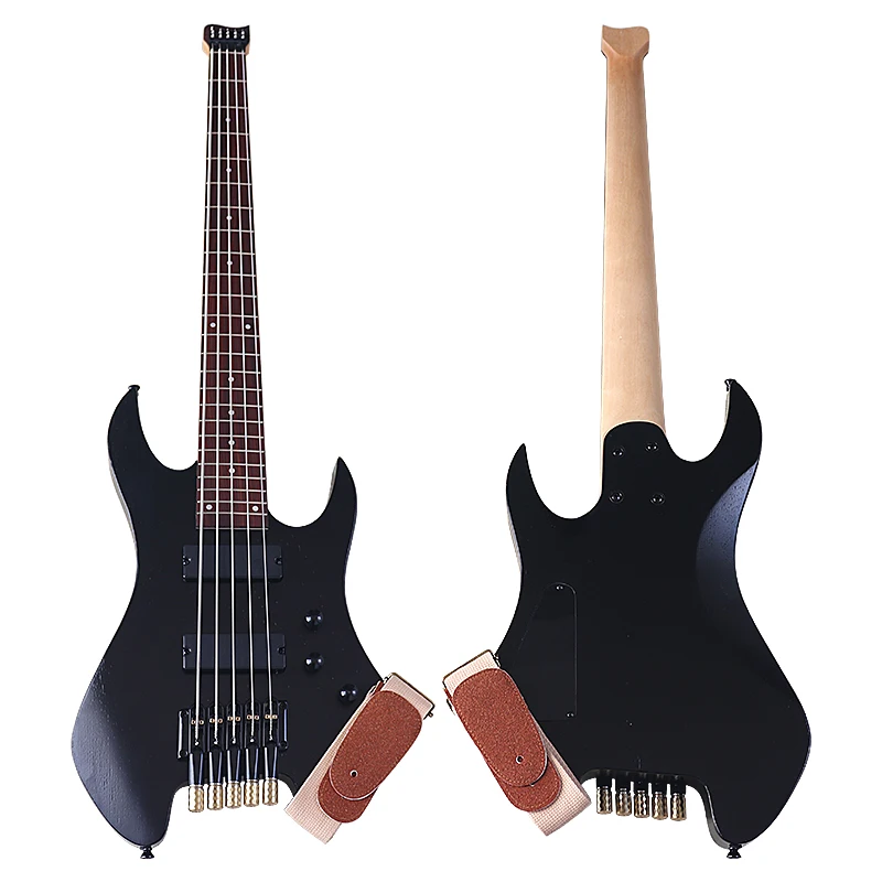 New !!! Headless Electric Bass Guitar 5 String  41inch Solid Ashwood Body Bass Guitar Free Belt Good Handicraft Black Blue