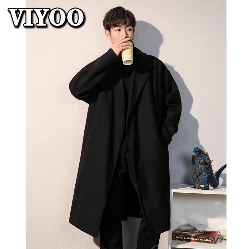 Men's Winter luxury Cardigans Trench Male Black Wool Overcoat Coat Black Long Padding Coat Men's Clothes Jac Windbreaker For Men